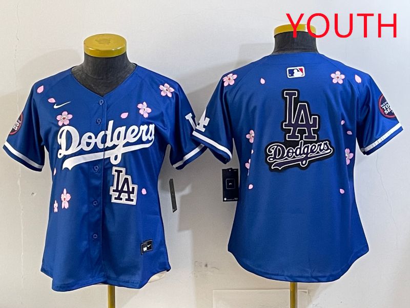 Youth Los Angeles Dodgers Blank Blue Sakura Edition 2025 Nike MLB Jersey style 24